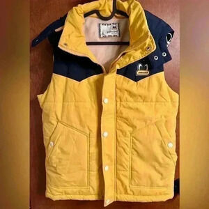 Pancoat Vest Unisex blue yellow puffer vest